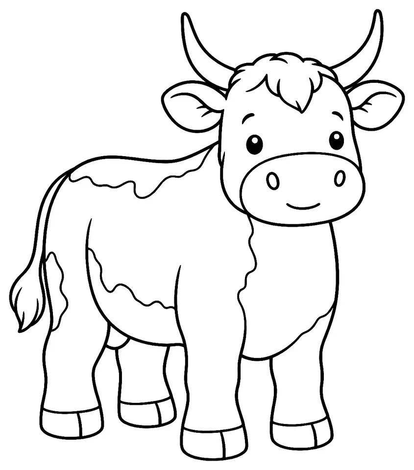 Coloriage de Cikasto govedo : dessin au trait noir à colorier
