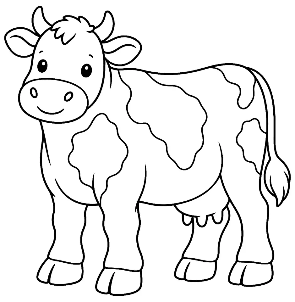 Coloriage de Fleckvieh : dessin au trait noir à colorier