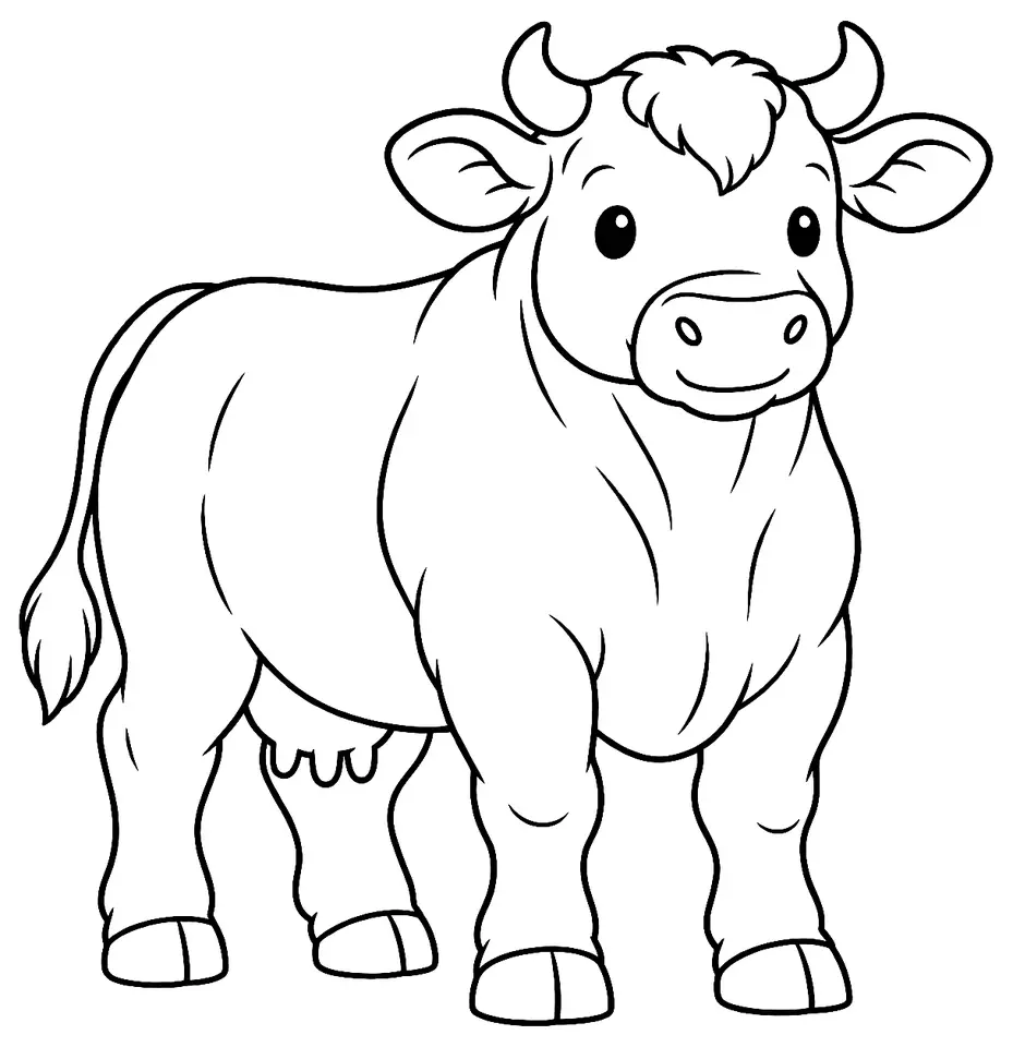 Coloriage de Gelbvieh : dessin au trait noir à colorier