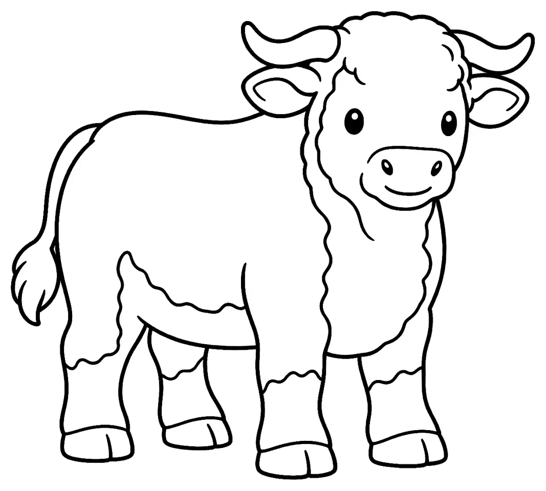 Coloriage de Hereford (vache) : dessin au trait noir à colorier