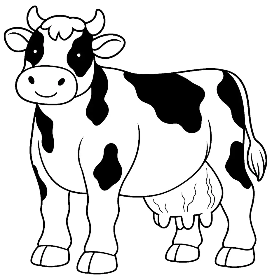 Coloriage de Holstein : dessin au trait noir à colorier