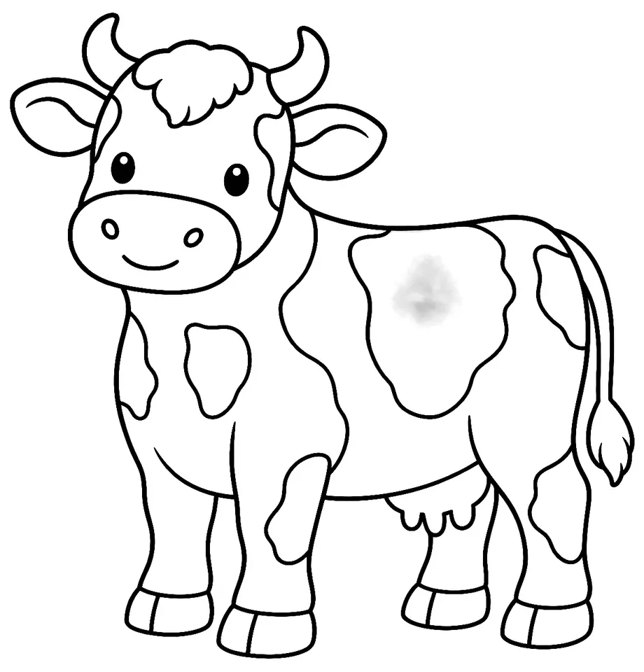 Coloriage de Jutland (vache) : dessin au trait noir à colorier