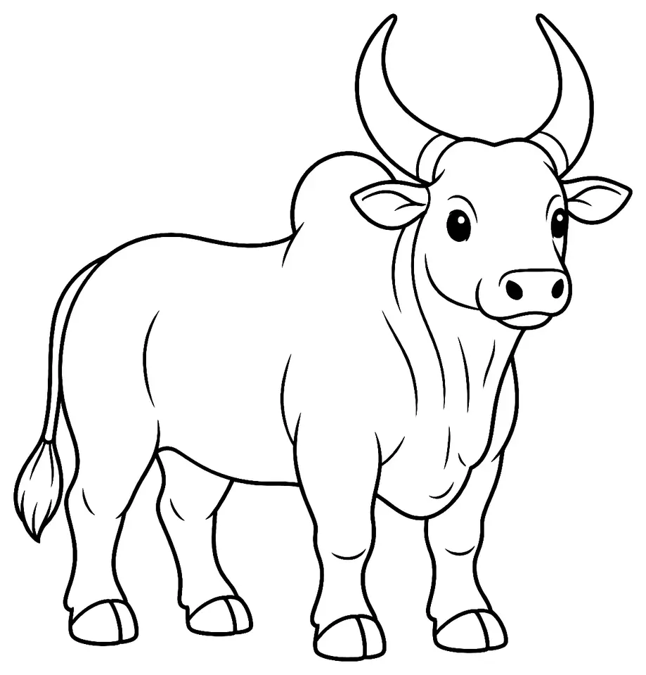 Coloriage de Kangayam : dessin au trait noir à colorier