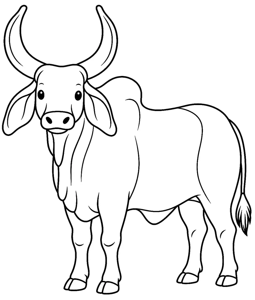 Coloriage de Kankrej : dessin au trait noir à colorier
