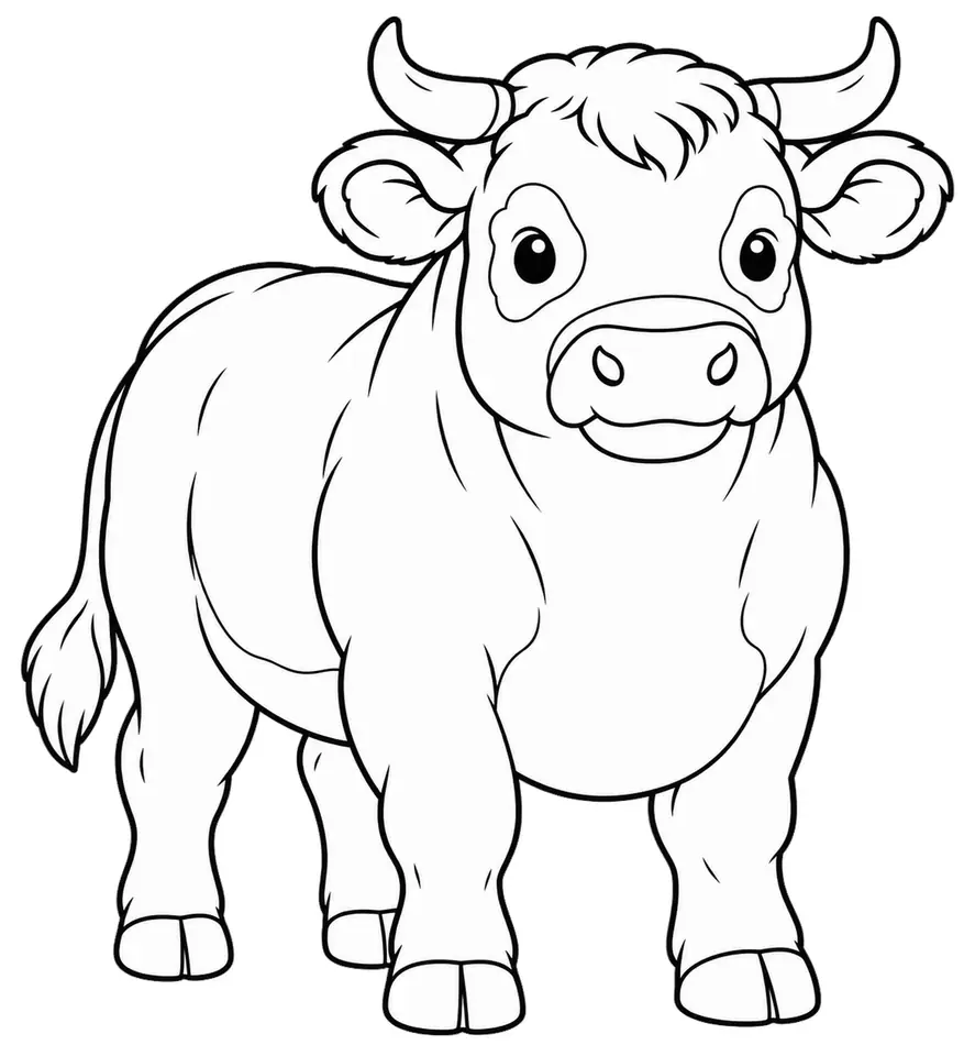 Coloriage de Limousine (vache) : dessin au trait noir à colorier