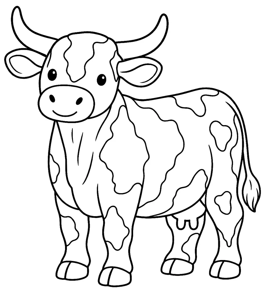 Coloriage de Masaï (vache) : dessin au trait noir à colorier