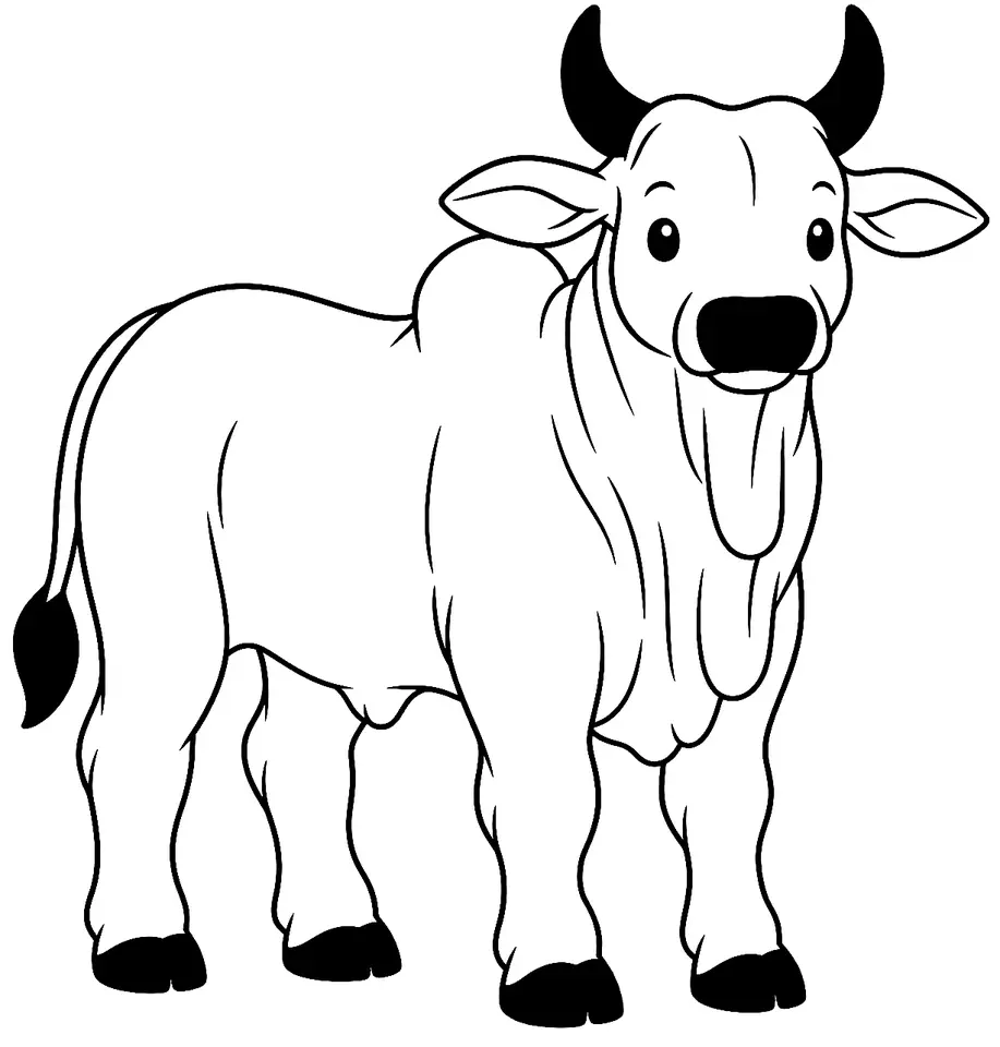 Coloriage de Nélore : dessin au trait noir à colorier