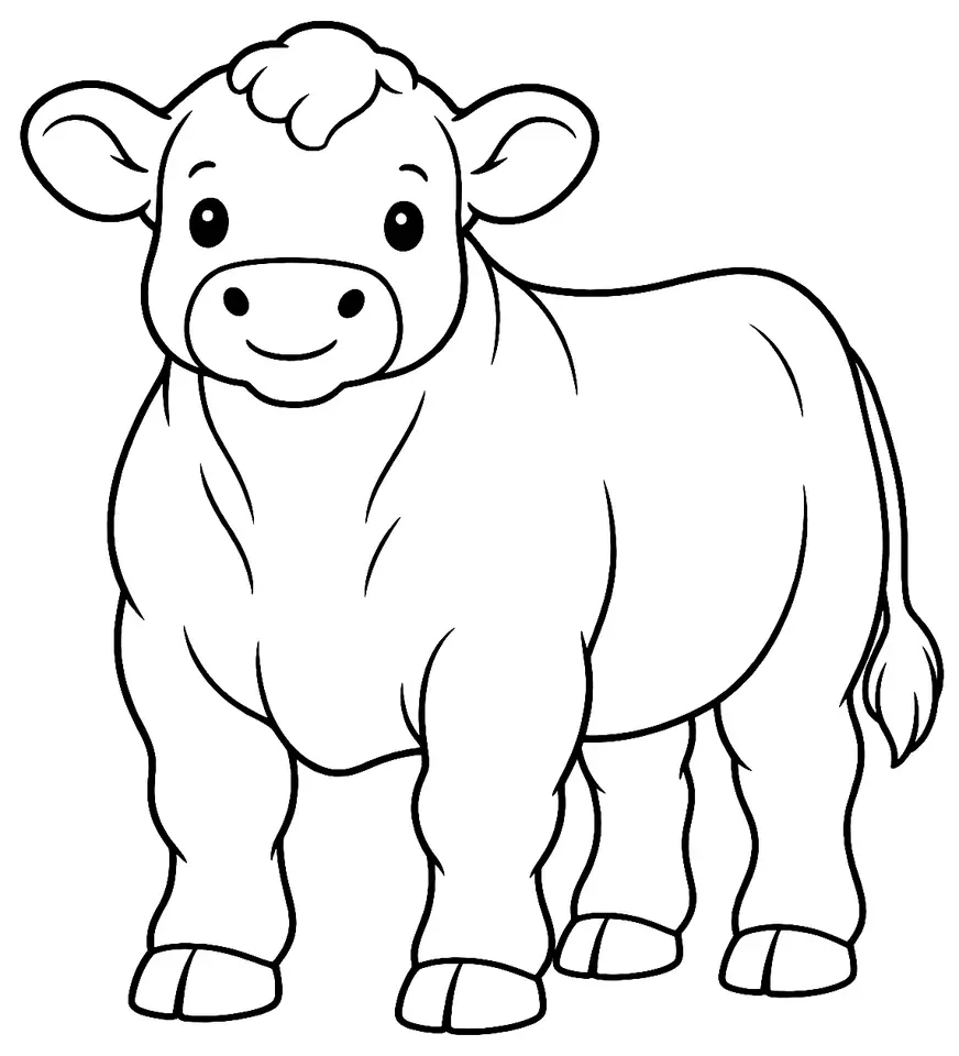 Coloriage de Rameau sans cornes : dessin au trait noir à colorier