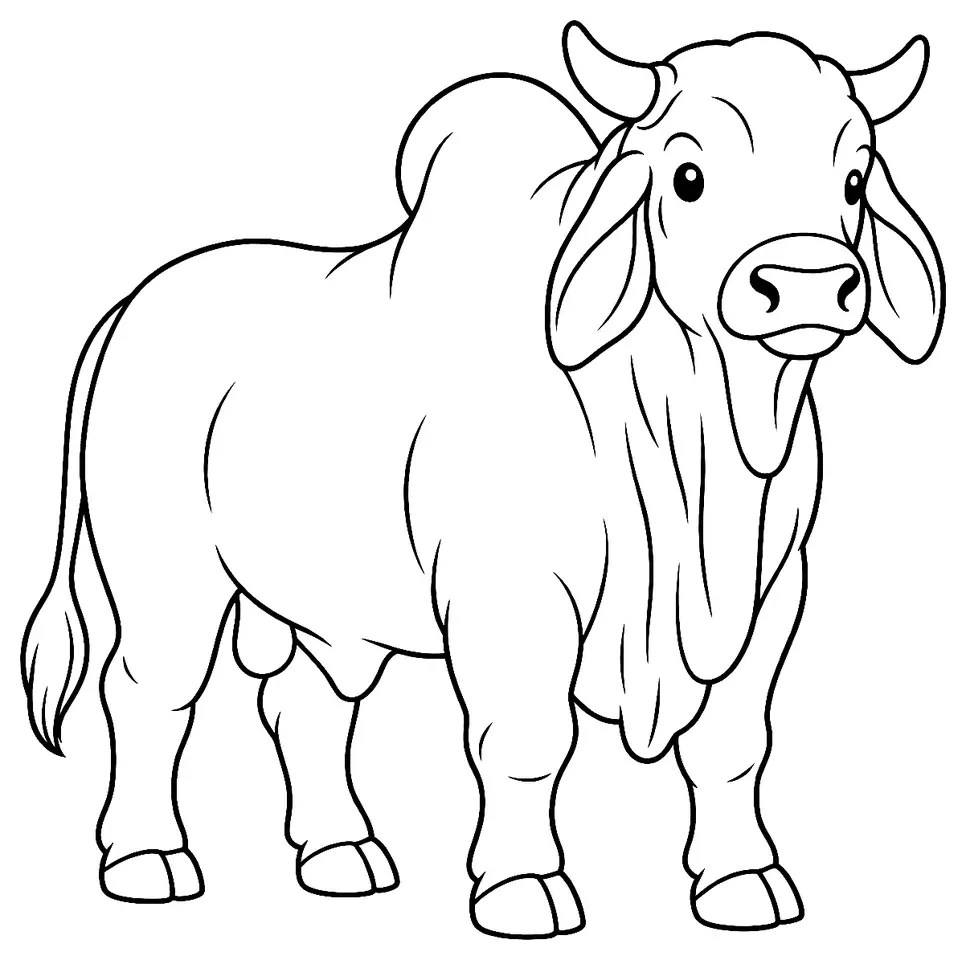 Coloriage de Sahiwal : dessin au trait noir à colorier