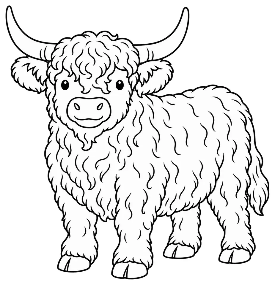 Coloriage de Salers (vache) : dessin au trait noir à colorier