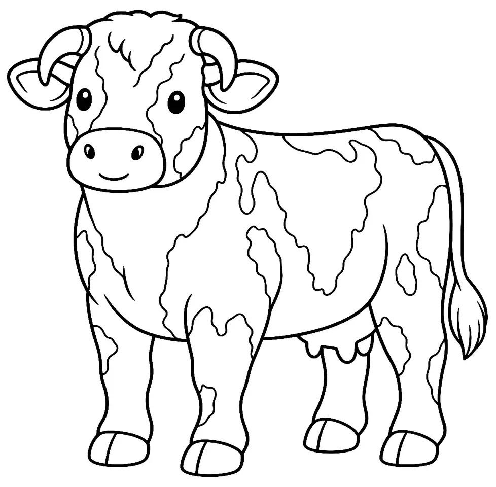 Coloriage de Shorthorn : dessin au trait noir à colorier