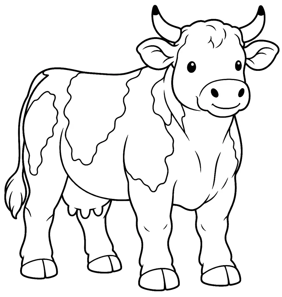 Coloriage de Simmental : dessin au trait noir à colorier