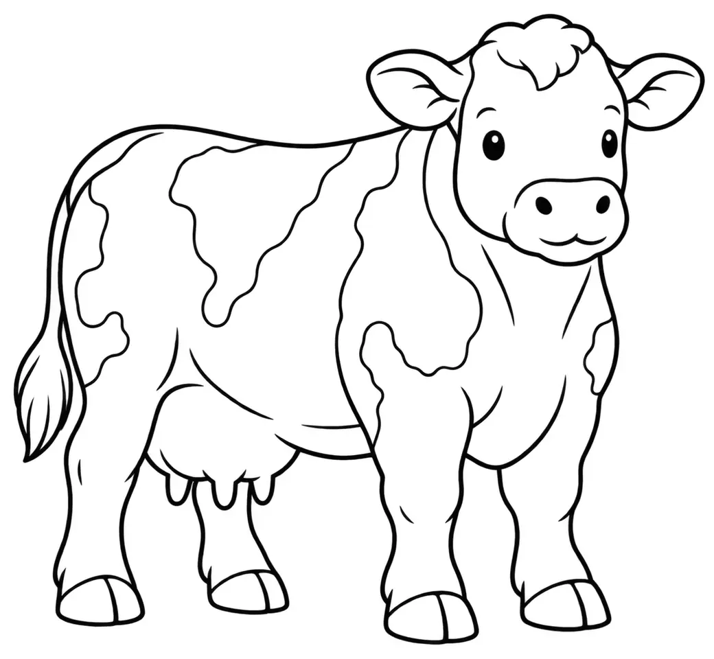 Coloriage de Simmental française : dessin au trait noir à colorier