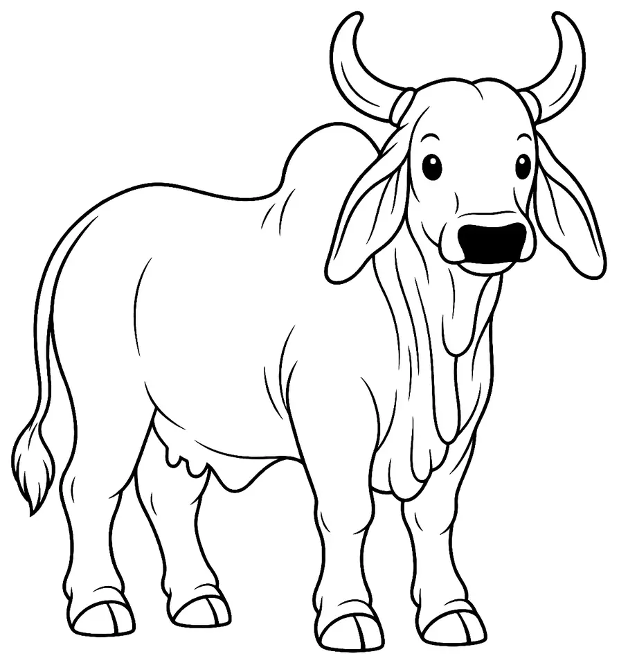 Coloriage de Tharparkar : dessin au trait noir à colorier