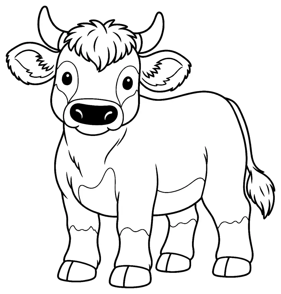 Coloriage de Tiroler Grauvieh : dessin au trait noir à colorier