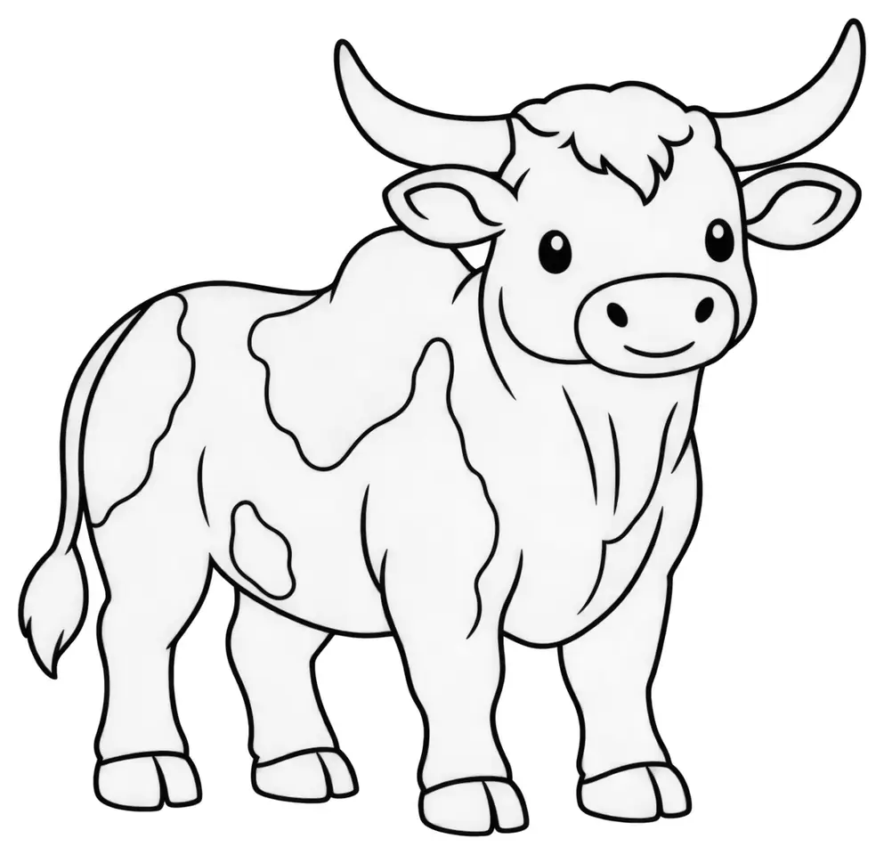 Coloriage de Vache de l’île Amsterdam : dessin au trait noir à colorier