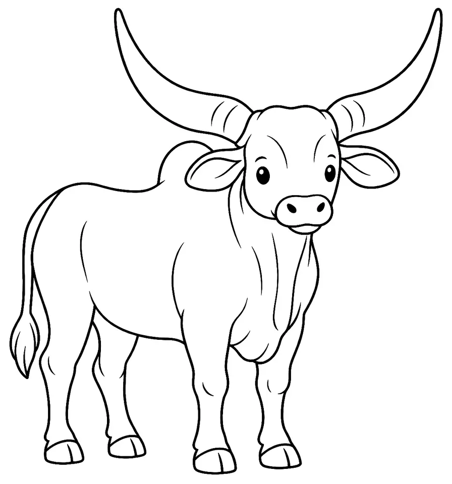 Coloriage de White Fulani : dessin au trait noir à colorier