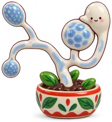 Pythium, figurine en faïence en couleurs