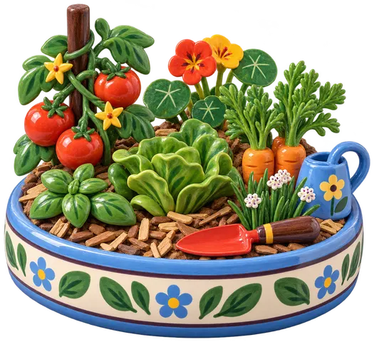 Agriculture biologique, figurine en faïence de FermeVallée
