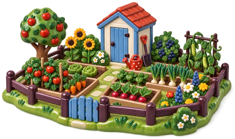 Jardin ouvrier, figurine en faïence de FermeVallée