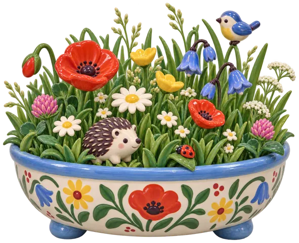 Prairie fleurie, figurine en faïence de FermeVallée
