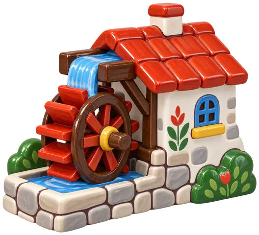 Moulin à eau, figurine en faïence de FermeVallée
