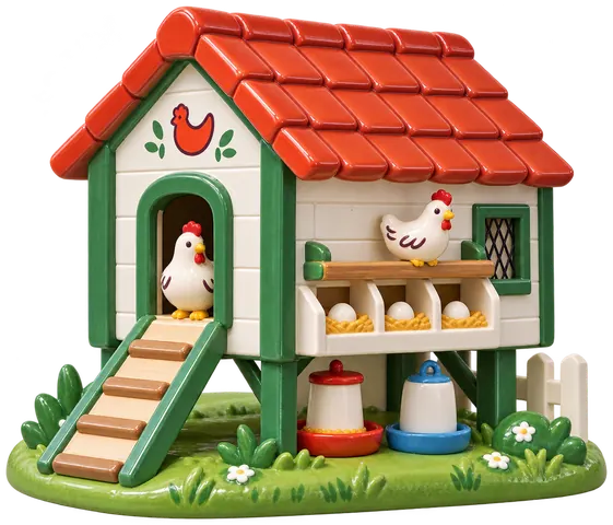 Poulailler, figurine en faïence de FermeVallée