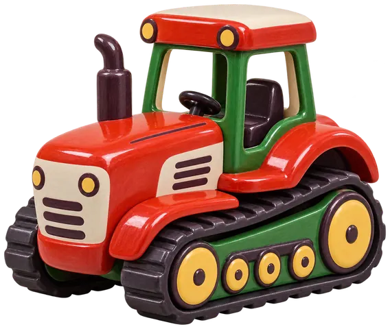 Tracteur à chenilles, figurine en faïence de FermeVallée