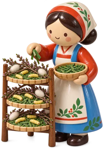 Sériciculteur, figurine en faïence de FermeVallée