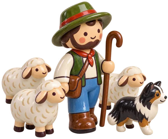 Berger transhumant, figurine en faïence de FermeVallée