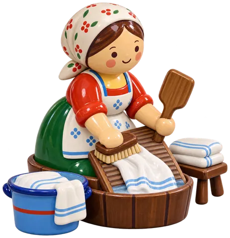 Lavandière, figurine en faïence de FermeVallée