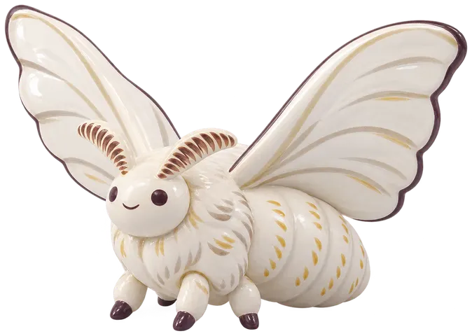 Bombyx du mûrier, figurine en faïence de FermeVallée