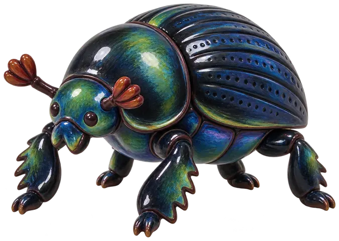 Géotrupe du fumier, figurine en faïence de FermeVallée