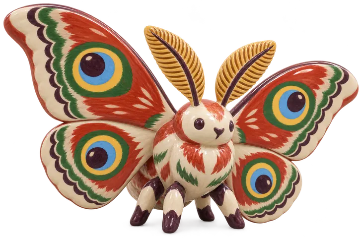 Grand paon de nuit, figurine en faïence de FermeVallée