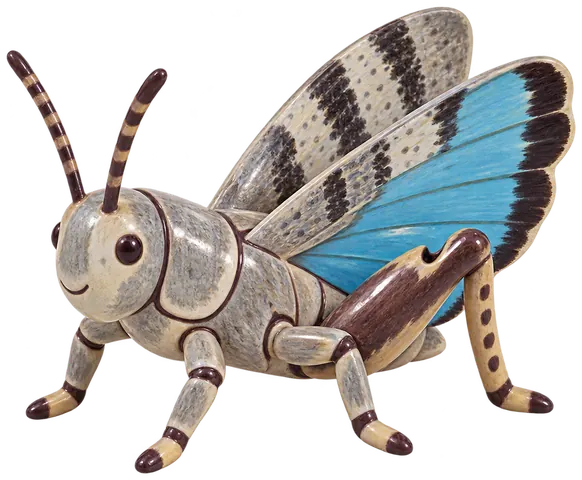 Œdipode turquoise, figurine en faïence de FermeVallée