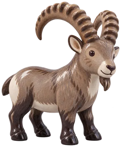 Bouquetin des Alpes, figurine en faïence de FermeVallée