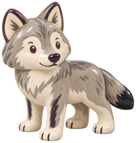 Loup gris, figurine en faïence de FermeVallée