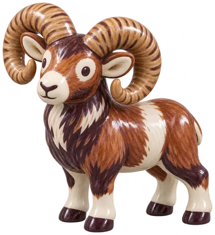Mouflon méditerranéen, figurine en faïence de FermeVallée