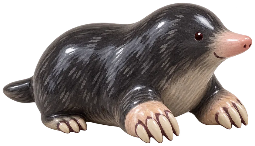 Taupe d’Europe, figurine en faïence de FermeVallée