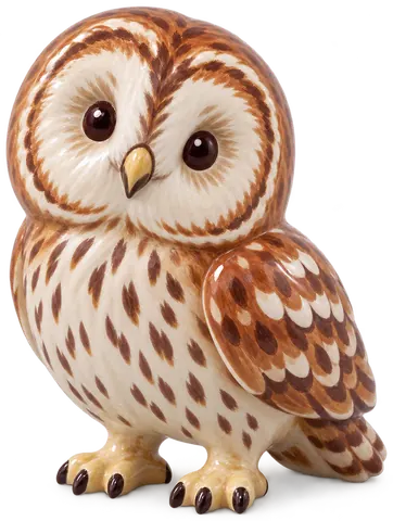 Chouette hulotte, figurine en faïence de FermeVallée