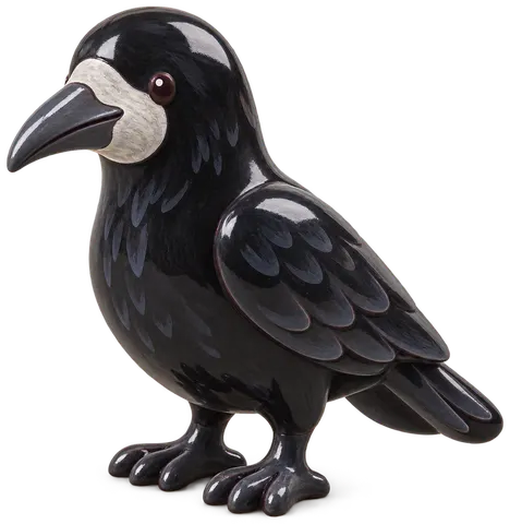 Corbeau freux, figurine en faïence de FermeVallée