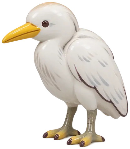 Héron garde-bœufs, figurine en faïence de FermeVallée