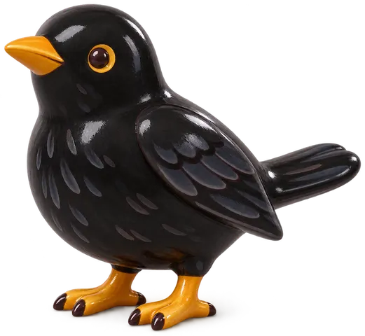 Merle noir, figurine en faïence de FermeVallée