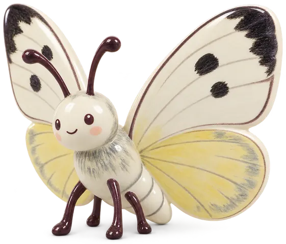 Piéride de la rave, figurine en faïence de FermeVallée