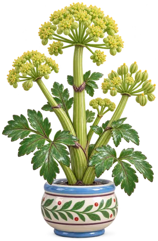 Angélique officinale, figurine en faïence de FermeVallée