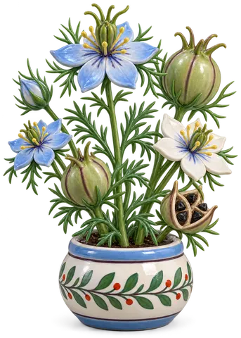 Nigelle cultivée, figurine en faïence de FermeVallée