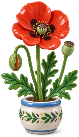 Coquelicot, figurine en faïence de FermeVallée