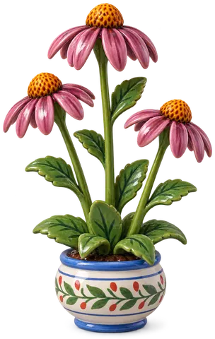 Échinacée pourpre, figurine en faïence de FermeVallée