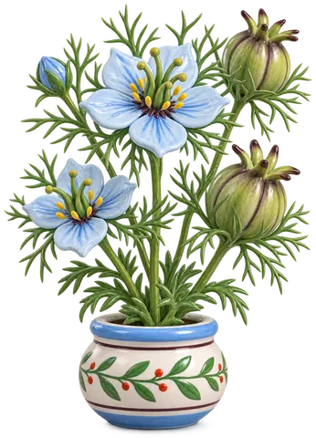 Nigelle de Damas, figurine en faïence de FermeVallée