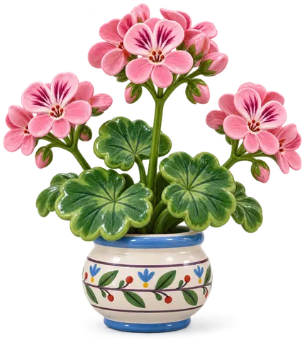 Pélargonium, figurine en faïence de FermeVallée